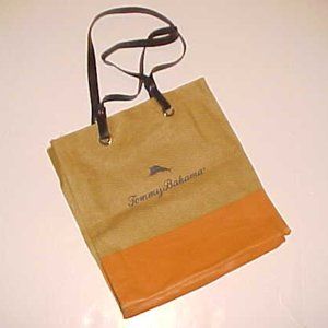 Tommy Bahama Burlap Tote Bag 16" x 14.5" x 3"